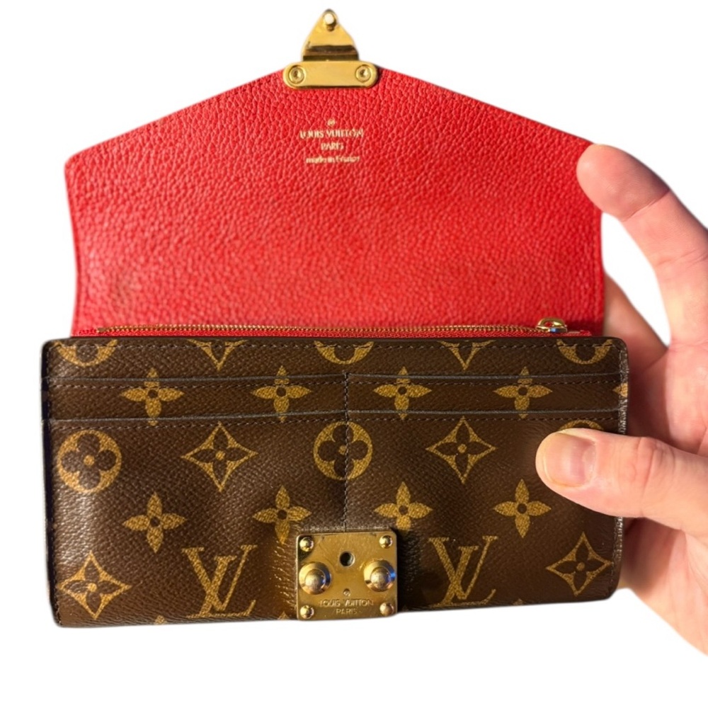 Full Inclusion Louis Vuitton Pallas Wallet Monogram & Cerise Red Leather - EUC - Picture 10 of 14